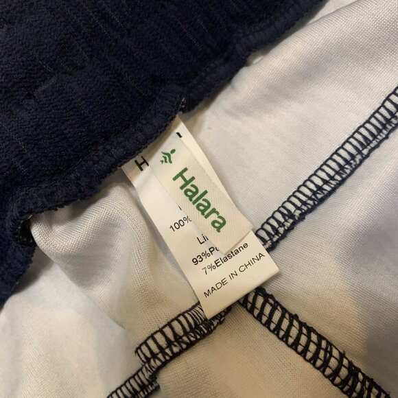 Halara Women’s Pants Blue Corduroy Sz L- Tall Elastic Waist Wide Legs Comfort Lo - Picture 9 of 11